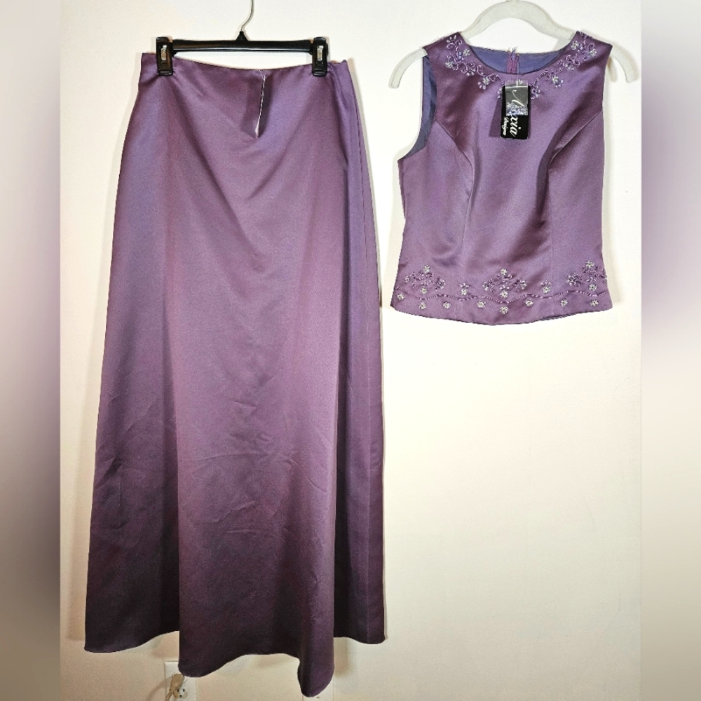 Alexia Design NWT SZ12 Lavender Formal  Maxi Skirt Beaded Shell Event
